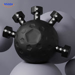 gros plan sur la balle noire avec picots pour massage des doigts et detente musculaire