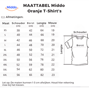 guide des tailles pour t-shirts de football orange des Pays-Bas, toutes tailles disponibles