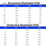 guide des tailles en centimètres pour le haut et le bas de l'ensemble homme 2 pièces