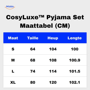 guide des tailles de l'ensemble pyjama polaire du S au XL avec mesures en centimètres