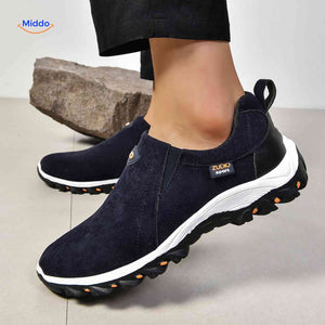 Chaussures homme Stridex à enfiler en suède, bleu marine, vue latérale, vue 11