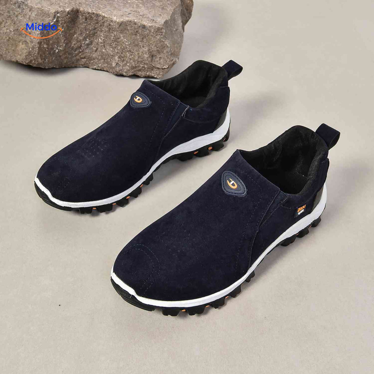 Chaussures homme Stridex à enfiler en suède, bleu marine, vue de dessus, vue 15