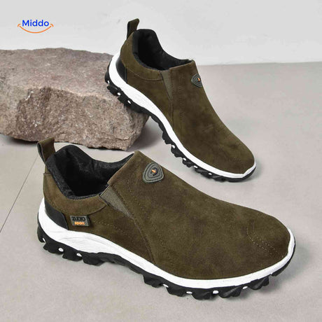 Chaussures homme Stridex à enfiler en suède, bleu marine, mise en situation, vue 9