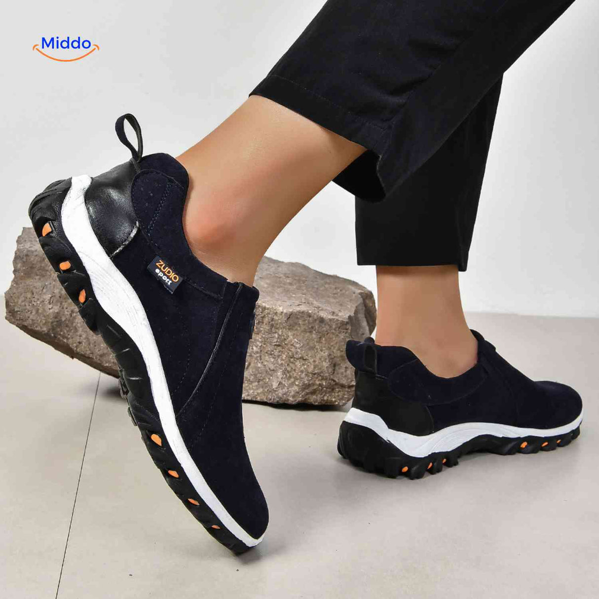 Chaussures homme Stridex à enfiler en suède, bleu marine, gros plan, vue 13