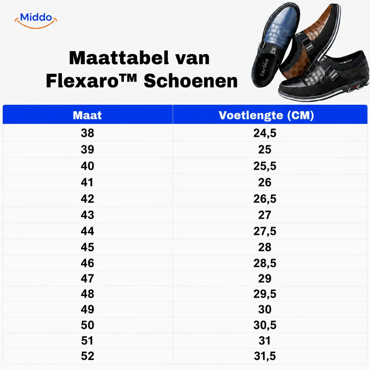 Chaussures homme Flexaro à enfiler, guide des tailles, vue 21