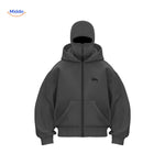 sweat à capuche gris foncé avec logo brodé en relief, détail couture unisexe confort