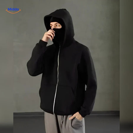 sweat à capuche gris foncé porté avec style, look automne décontracté unisexe coton