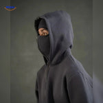 sweat à capuche gris foncé avec zip, détail fermeture double capuche coton unisexe