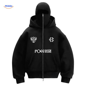 sweat à capuche noir avec imprimé graphique tendance, coupe unisexe en coton