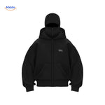 sweat à capuche noir gros plan sur le logo, coton doux double capuche coloris noir