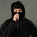 sweat à capuche noir avec zip, détail fermeture double capuche coton unisexe