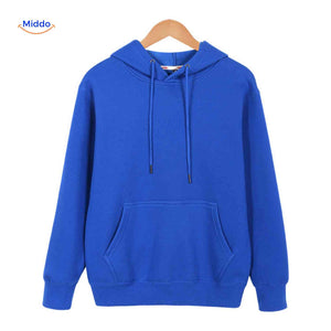 hoodie polaire minimaliste avec poche kangourou, présenté sur cintre