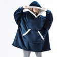 Sweat XXL bleu en polaire sherpa avec bordure blanche