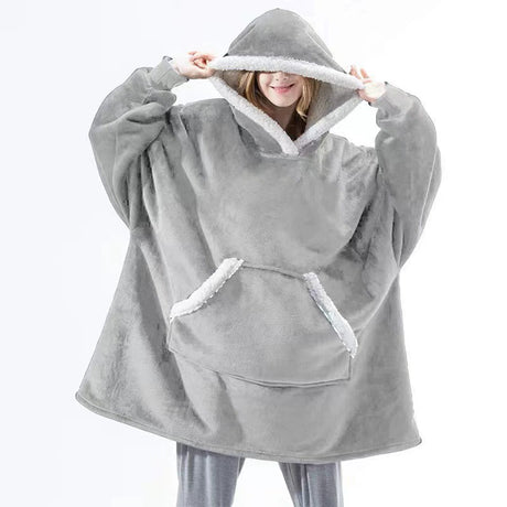 hoodie XXL sherpa fleece taille unique porté en situation, confort et chaleur au quotidien
