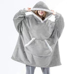 hoodie XXL sherpa fleece taille unique porté en situation, confort et chaleur au quotidien