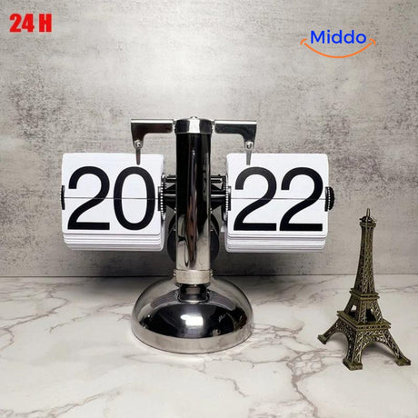 horloge flip vintage à mouvement quartz 24 heures, coloris blanc, vue principale