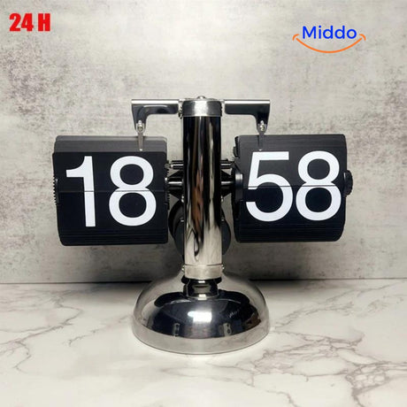 horloge flip vintage à mouvement quartz 24 heures, coloris noir, vue principale