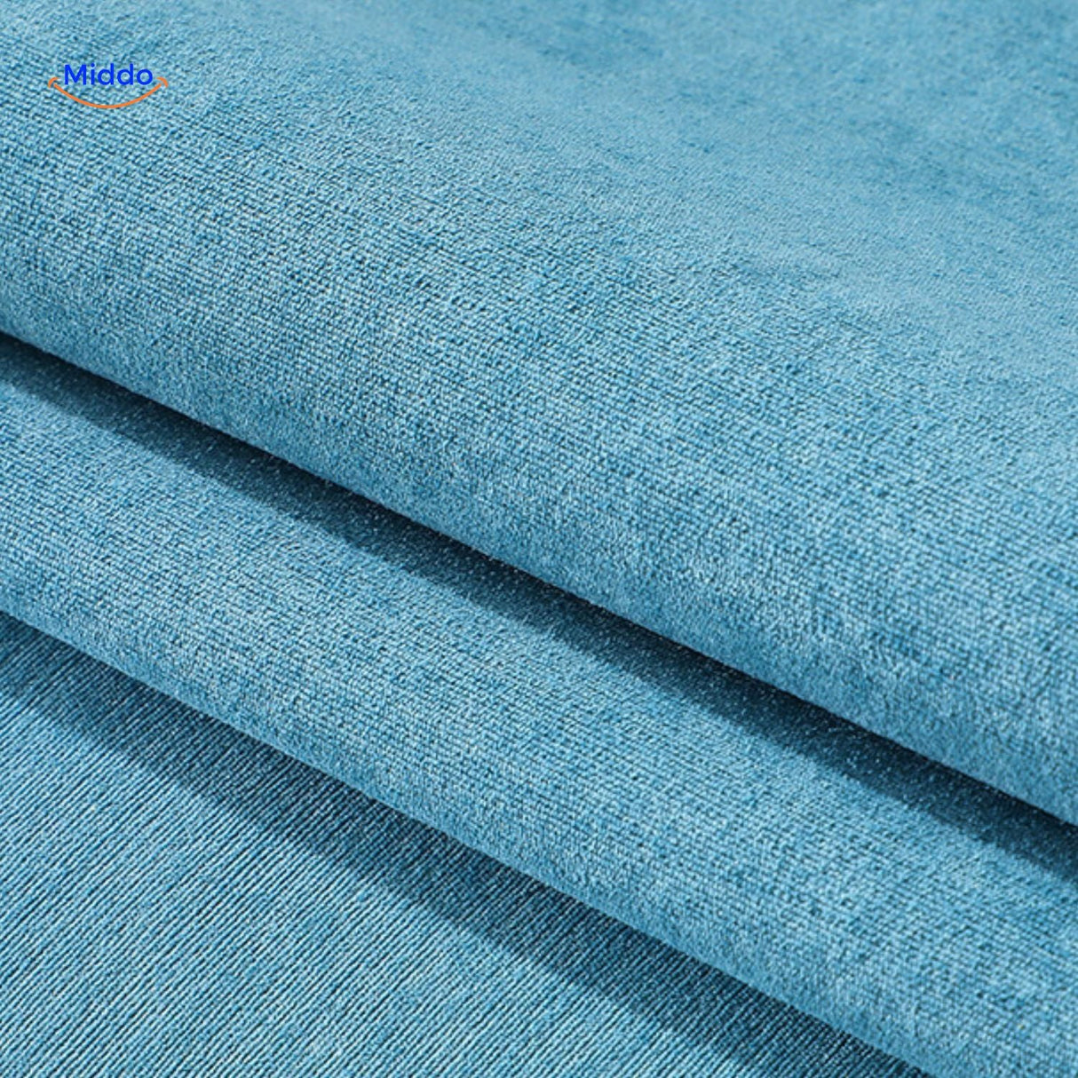 gros plan du tissu chenille bleu de la housse de canapé, texture veloutée