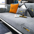 housse de canapé bicolore gris et jaune, design contemporain pour salon moderne
