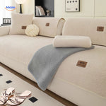 housse de canapé effet peau de mouton coloris blanc, tissu ultra-doux et confortable