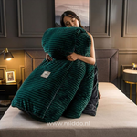 housse de couette velours polaire coloris vert foncé, chaleur et style pour nuits froides