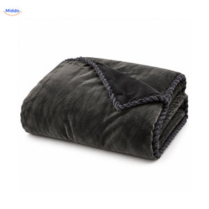 Housse de couette en peluche Anthracite | Gris foncé