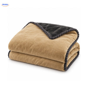 Housse de couette en peluche Beige sable | Gris foncé