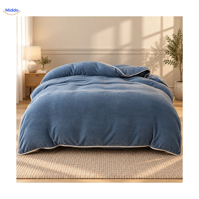Housse de couette en peluche : bleu acier dans la chambre