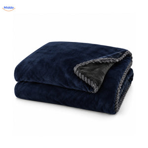 Housse de couette en peluche Bleu marine | Gris foncé