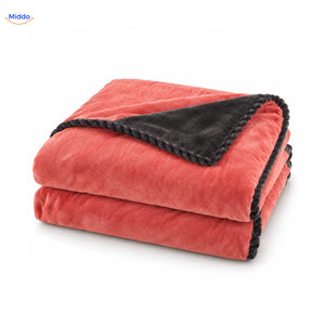 Housse de couette en peluche Rose corail | Gris foncé