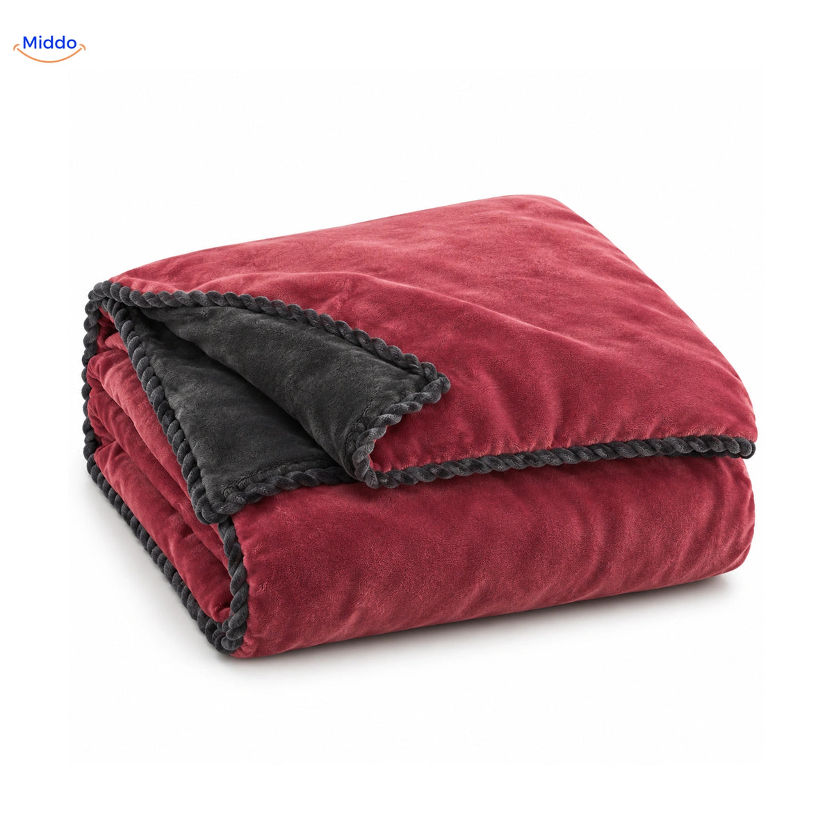 Housse de couette en peluche Vieux rose | Gris foncé