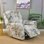 housse de fauteuil relax beige avec motif floral classique noir et blanc