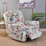 housse de fauteuil relax blanche avec flamants roses et motifs floraux