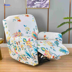housse extensible blanche avec imprimé floral multicolore pour fauteuil relax