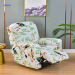 housse de fauteuil relax blanche avec imprimé oiseaux et feuillage naturel