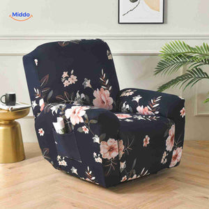 housse extensible bleu marine à imprimé floral élégant pour fauteuil relax
