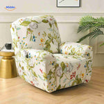 housse extensible pour fauteuil relax fond crème clair avec motif floral délicat