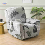 housse de fauteuil relax gris clair à imprimé fougères, inspiration nature
