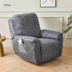 housse de fauteuil relax grise avec éclaboussures noires, design moderne et graphique