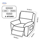 guide des tailles housse de fauteuil relax, tableau des mesures pour 4 pièces