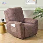 housse de fauteuil relax marron avec motif doré texturé, allure chaleureuse