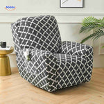 housse extensible pour fauteuil relax motif marocain classique noir et blanc