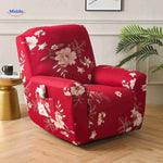 housse extensible rouge avec motif floral pour fauteuil relax