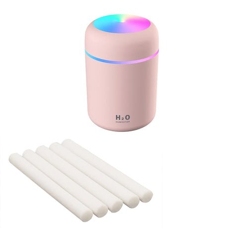 humidificateur magic air coloris gris avec cotons de rechange inclus, ambiance apaisante et éclairage LED