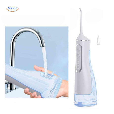 hydropulseur au format compact et portable, parfait pour voyager léger sans sacrifier l'hygiène dentaire