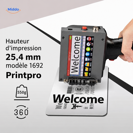 imprimante portable appliquee sur une bouteille pour marquage precis en quelques secondes
