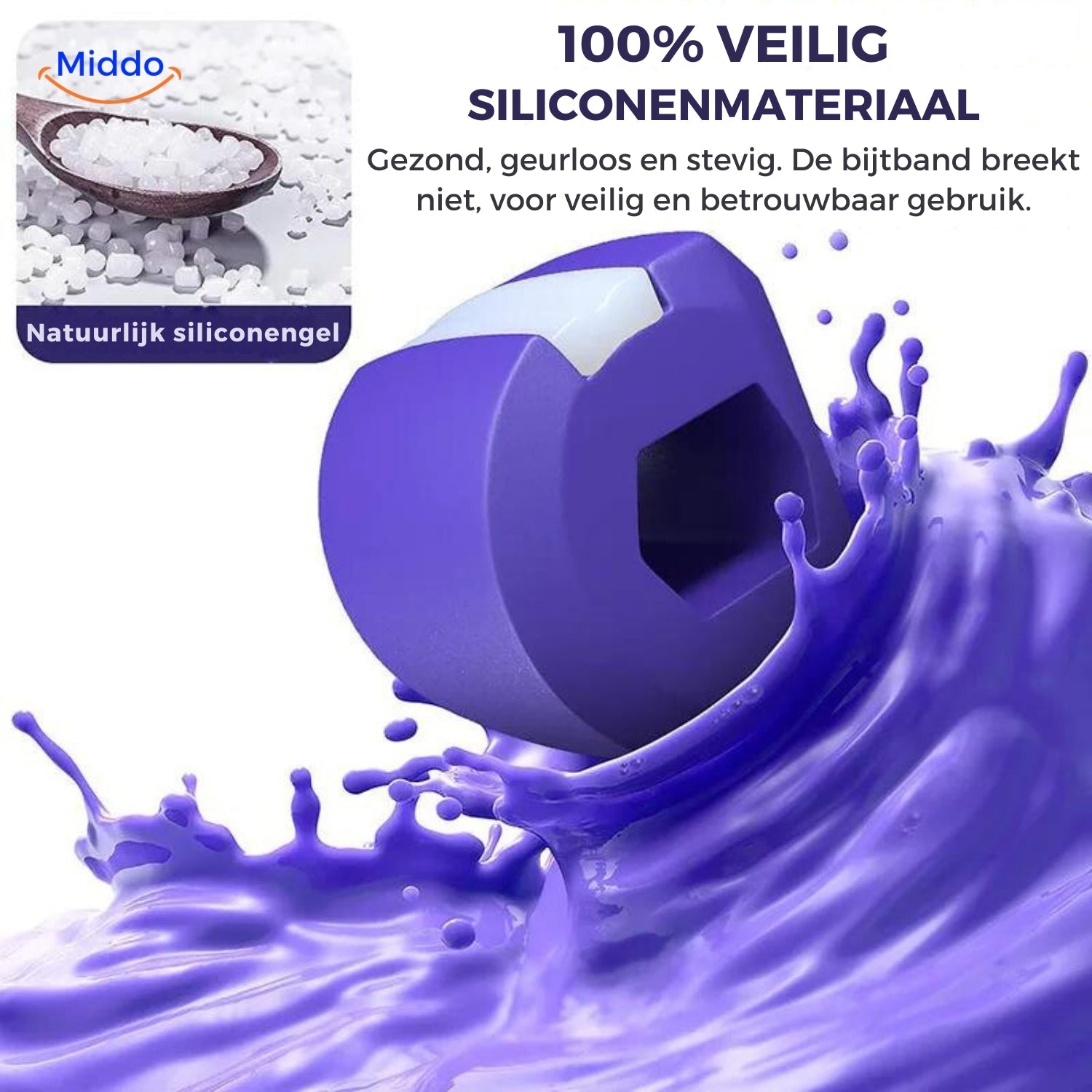 Blauwe KaakMaster Pro kaaktrainer van siliconen materiaal voor gezichtsversteviging.