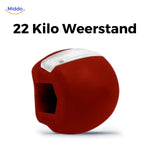 Rode KaakMaster Pro kaaktrainer met 22 kilo weerstand voor effectieve kaakoefeningen.