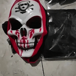 kit halloween complet incluant masque crâne, gants squelette et cape noire à capuche