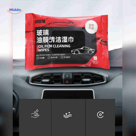 kit lingettes vitres voiture avec emballage, nettoyage rapide sans eau